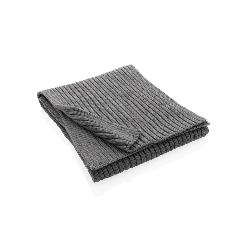 Load image into Gallery viewer, Knitted Impact AWARE™ Polylana® scarf from XD Collection, headwear style, measuring 180x25cm, in natural earthy tones.
