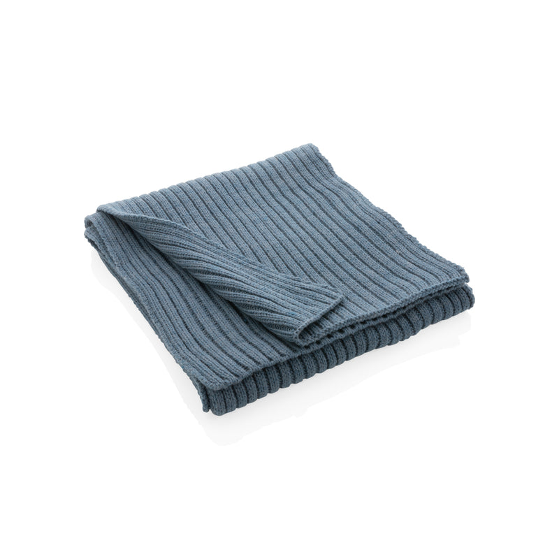 Load image into Gallery viewer, Impact AWARE™ Polylana® knitted scarf by XD Collection, showcasing its soft, woven texture and vibrant pattern in headwear style.
