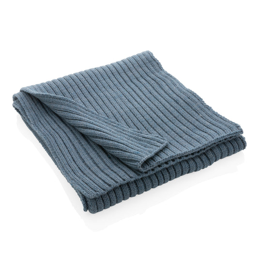 XD Collection Impact AWARE™ Polylana® knitted headwear scarf, 180x25cm, featuring soft, eco-friendly knit in natural tones.