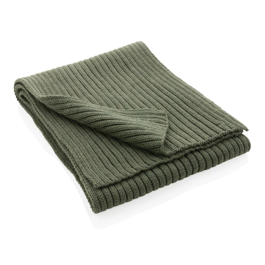 Impact AWARE™ Polylana® knitted scarf, headwear by XD Collection, 180x25cm, showing soft, textured fabric and stylish design.