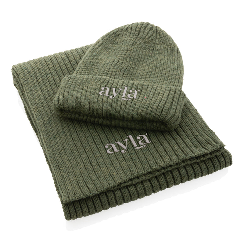 Load image into Gallery viewer, Impact AWARE™ Polylana® knitted scarf by XD Collection, showing the soft, warm, and stylish headwear in a close-up view.
