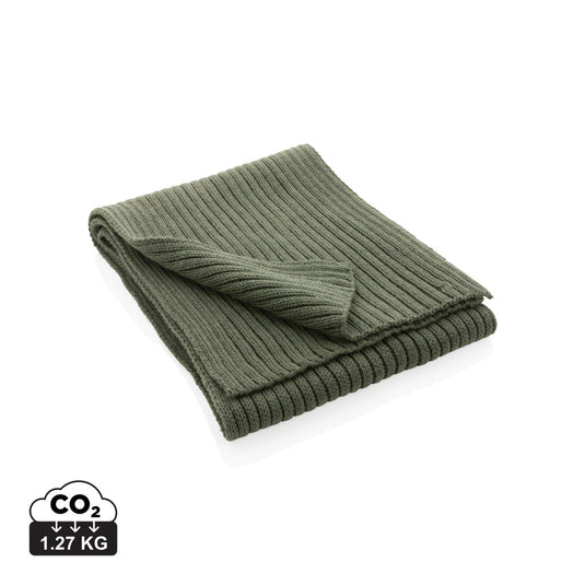 Impact AWARE™ Polylana® knitted scarf from XD Collection, showcasing its soft, warm fabric and stylish headwear design.