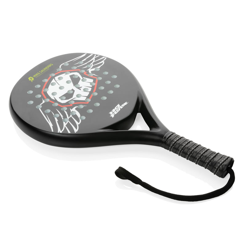 Load image into Gallery viewer, No Fear fiber glass outdoor padel racket by XD Collection with a sleek design and ergonomic grip.
