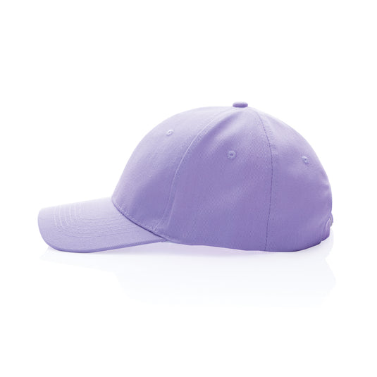 XD Collection 6-panel recycled cotton cap with AWARE™ tracer, featuring a classic headwear design and eco-friendly materials.