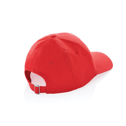 6-panel recycled cotton cap with AWARE™ tracer by XD Collection, showcasing the eco-friendly headwear design.