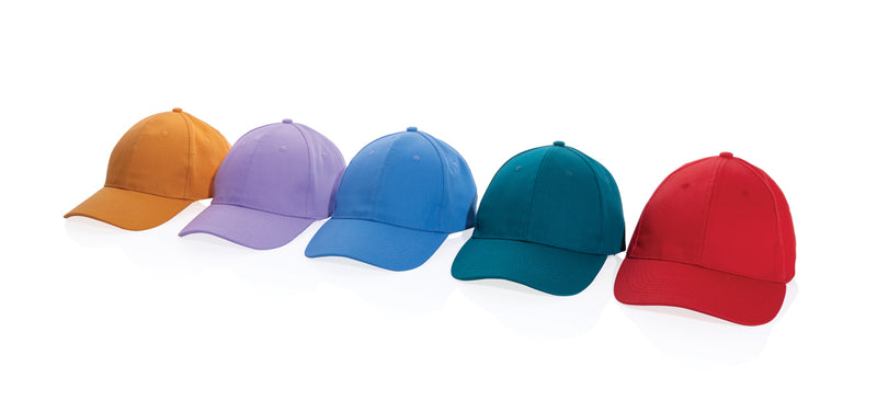 Load image into Gallery viewer, Six-panel XD Collection recycled cotton cap with AWARE™ tracer, showcasing its eco-friendly design and adjustable headwear fit.
