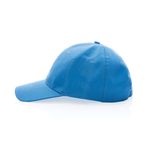 Six-panel recycled cotton cap by XD Collection with AWARE™ tracer, featuring a casual headwear design and adjustable strap.