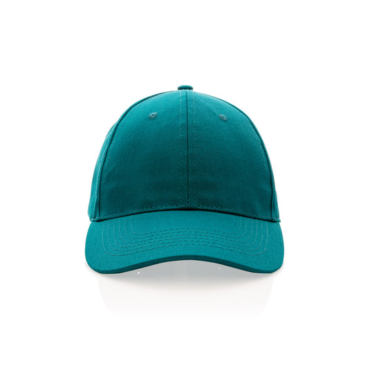 Pink 6-panel XD Collection recycled cotton cap with AWARE™ tracer, showcasing a casual headwear style and adjustable strap.