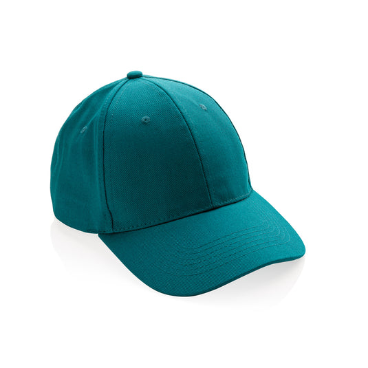 Six-panel recycled cotton cap by XD Collection with AWARE™ tracer, featuring a casual headwear design in natural tones.