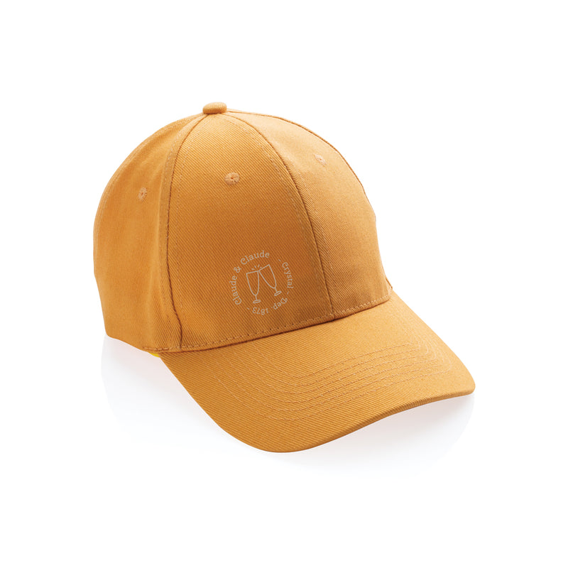 Load image into Gallery viewer, XD Collection 6-panel recycled cotton cap with AWARE™ tracer, showing its eco-friendly design and adjustable headwear style.

