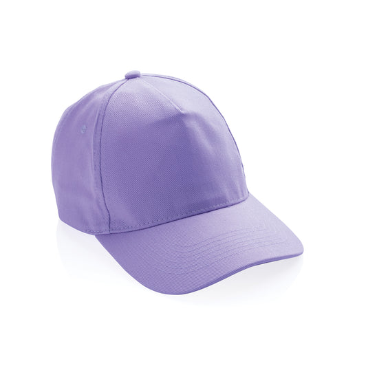 XD Collection 5-panel recycled cotton cap with AWARE™ tracer, showcasing the eco-friendly headwear design and adjustable strap.