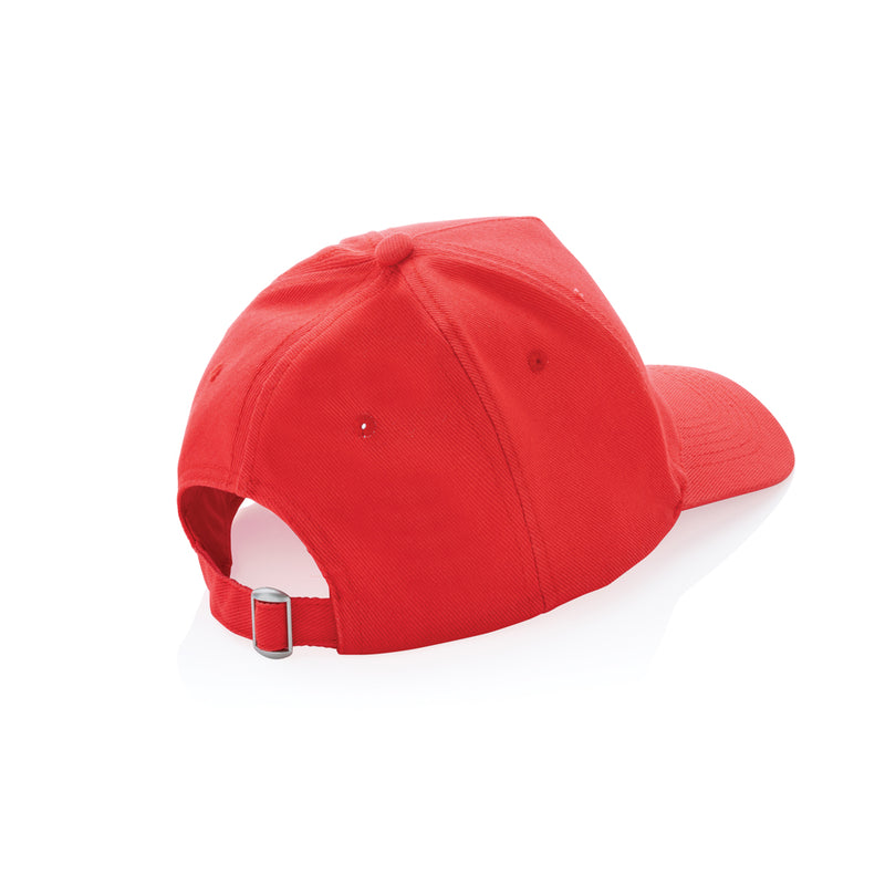 Load image into Gallery viewer, XD Collection 5-panel recycled cotton cap with AWARE™ tracer, showcasing eco-friendly headwear with adjustable strap and logo.
