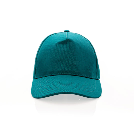XD Collection recycled cotton 5-panel cap with AWARE™ tracer, showcasing the eco-friendly headwear with a structured design.