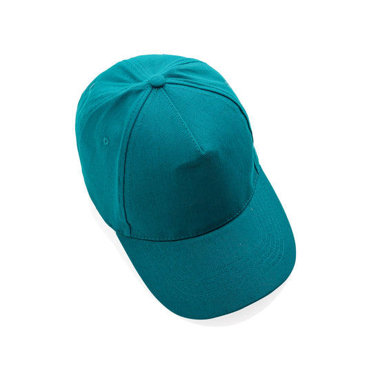 XD Collection 5-panel recycled cotton cap with AWARE™ tracer, showing a stylish headwear design in natural light.