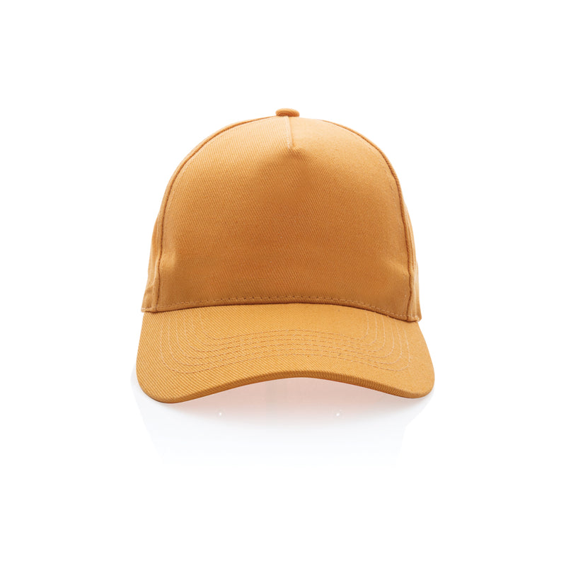 Load image into Gallery viewer, XD Collection 5-panel recycled cotton cap with AWARE™ tracer, showcasing eco-friendly headwear with adjustable strap and branding details.
