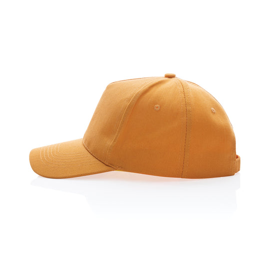 XD Collection 5-panel recycled cotton cap with AWARE™ tracer, showcasing its eco-friendly design and casual headwear style.