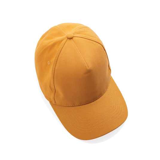 XD Collection 5-panel recycled cotton cap with AWARE™ tracer, showcasing the green and black design and adjustable strap.