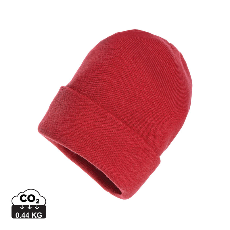 Load image into Gallery viewer, Beige Polylana® beanie by XD Collection, soft headwear with a snug fit, suitable for cold weather.
