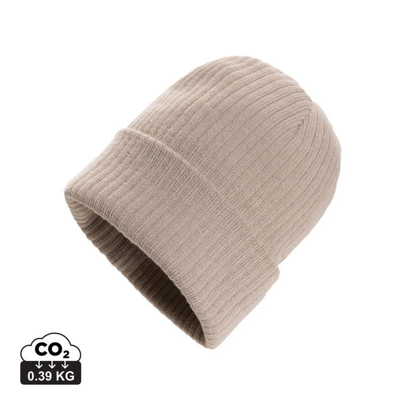 Load image into Gallery viewer, XD Collection Pryor AWARE™ Polylana® beanie with cuff, cozy headwear in natural fabric, displayed on a neutral background.
