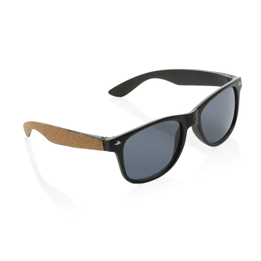 Outdoor sunglasses by XD Collection made from GRS recycled PC plastic with cork accents, featuring a stylish and eco-friendly design.