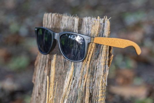 XD Collection GRS recycled PC plastic sunglasses with cork, outdoor eyewear featuring eco-friendly design and stylish frame.