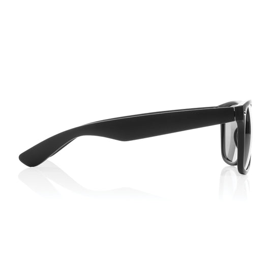 Pair of outdoor sunglasses made from recycled PC plastic by XD Collection, featuring a stylish frame and tinted lenses.