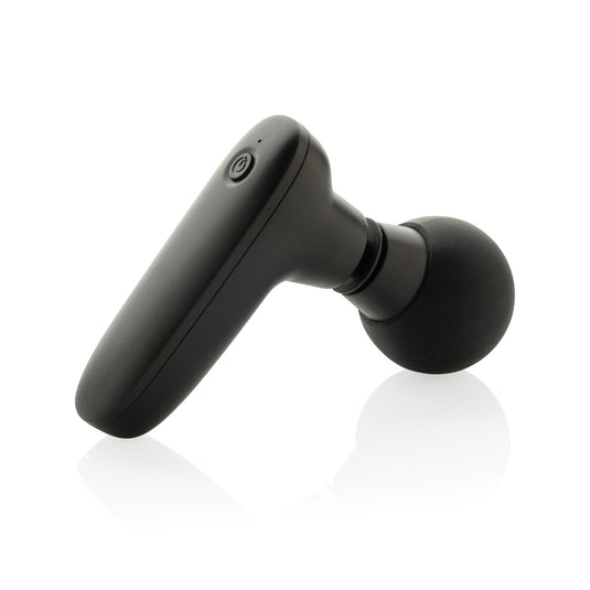 Revix RCS recycled plastic massage gun by XD Collection, showing a sleek black handheld device for muscle relief.