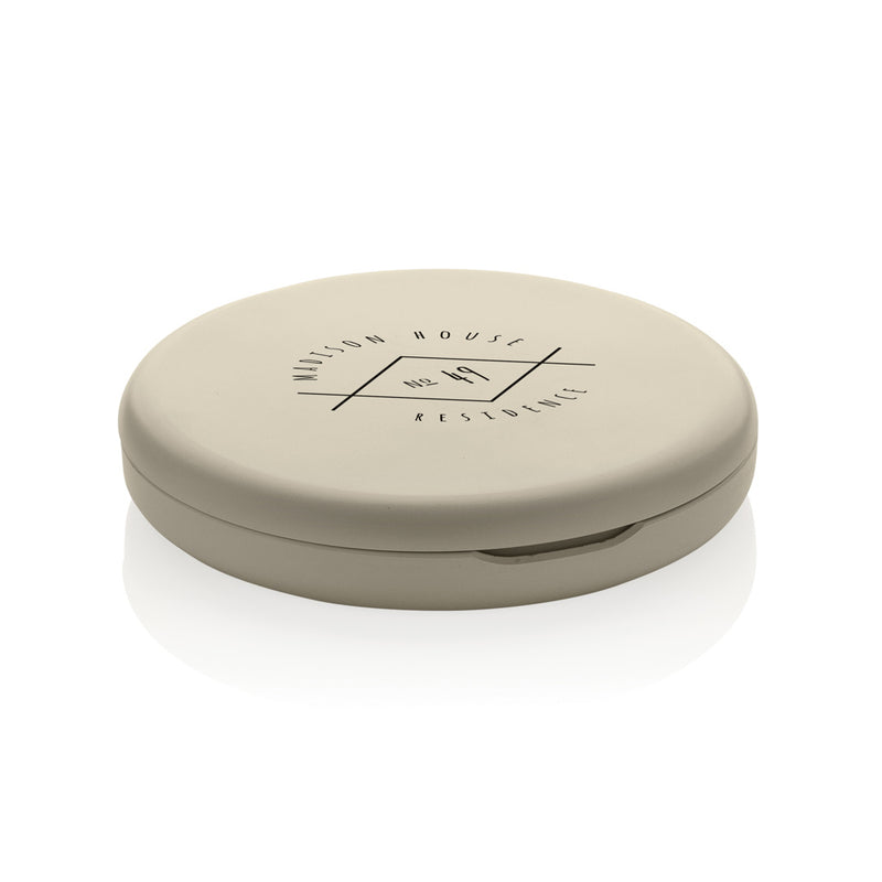 Load image into Gallery viewer, Lumora RCS recycled plastic LED rechargeable make-up mirror by XD Collection, showing a sleek, round mirror with LED lighting.
