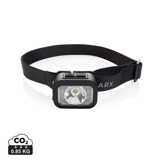 GearX Gear X RCS plastic heavy-duty head torch with adjustable strap and bright LED light for outdoor and work use.