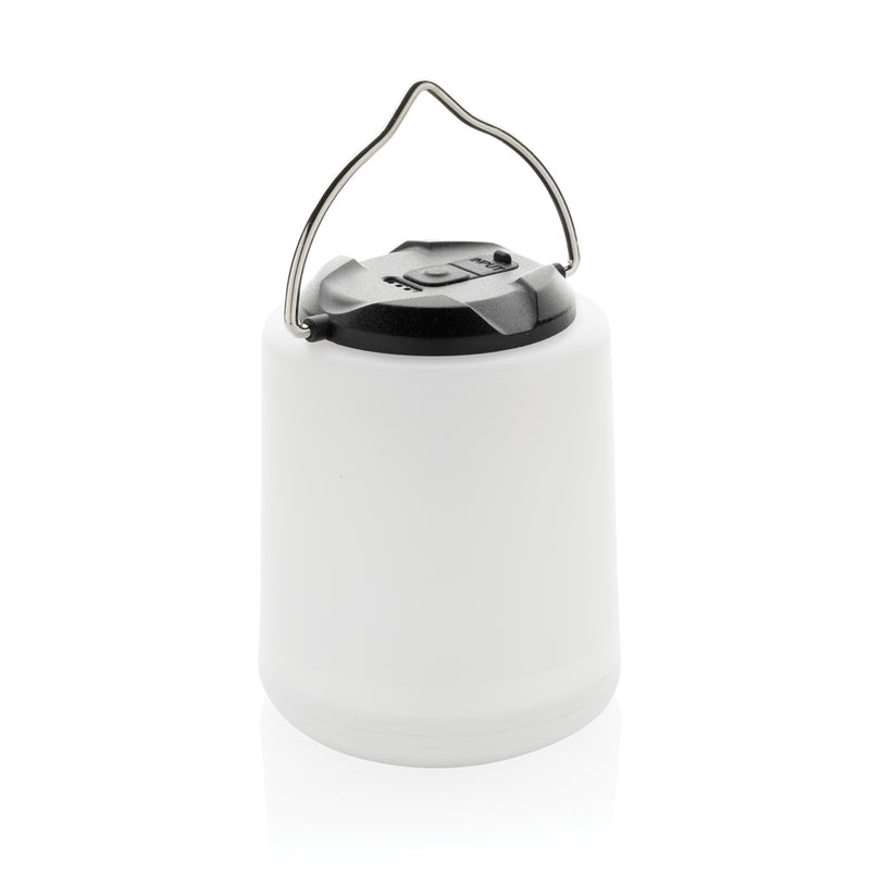 Load image into Gallery viewer, XD Collection Limio RCS recycled plastic portable rechargeable table lamp with handle, compact and eco-friendly tool and torch in black.
