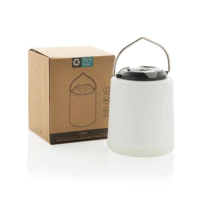 Load image into Gallery viewer, Limio RCS recycled plastic portable rechargeable table lamp by XD Collection, compact tool with adjustable light in a modern design.
