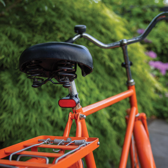 XD Collection Lumino RCS recycled plastic USB rechargeable bike light set with front and rear lights, compact and eco-friendly cycling tools.