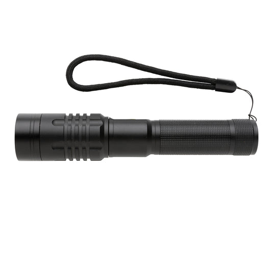GearX USB rechargeable torch with adjustable focus, compact design, and bright LED light for versatile illumination.