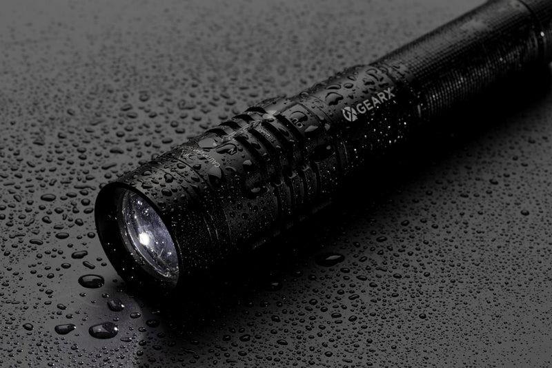 Load image into Gallery viewer, GearX USB rechargeable torch with bright LED light, compact design, and durable body for outdoor and emergency use.

