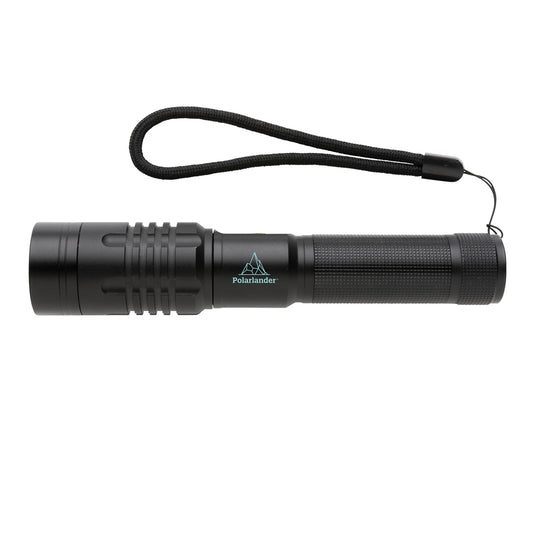 GearX USB rechargeable torch with a black handle and bright LED light, ideal for tools and outdoor use.