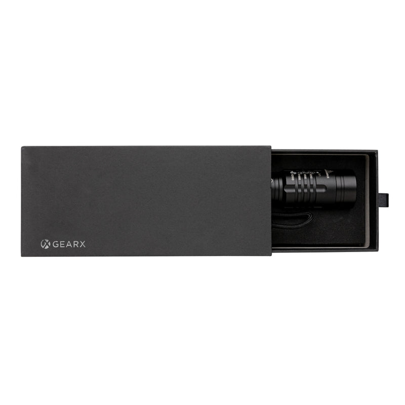 Load image into Gallery viewer, Gear X USB rechargeable torch with a compact design, featuring a bright LED light and durable body for versatile lighting.
