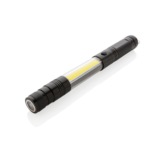 Large telescopic light with COB LED from XD Collection, handheld tool with adjustable extendable shaft for bright illumination.