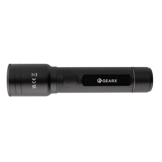 GearX RCS recycled aluminum USB-rechargeable heavy duty torch, durable tools and torches for outdoor or industrial use.