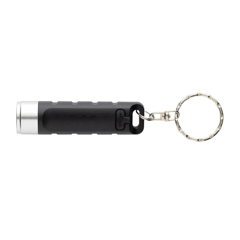 Load image into Gallery viewer, XD Collection Globix RCS recycled plastic USB rechargeable keychain torch, compact tools and torch with built-in LED light.
