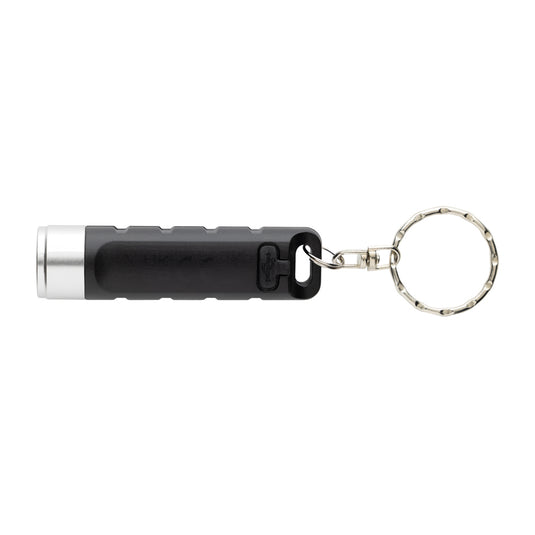 XD Collection Globix RCS recycled plastic USB rechargeable keychain torch, compact tools and torch with built-in LED light.