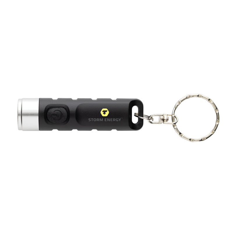 Load image into Gallery viewer, XD Collection Globix RCS recycled plastic USB rechargeable keychain torch, compact tools and torch with built-in LED light.
