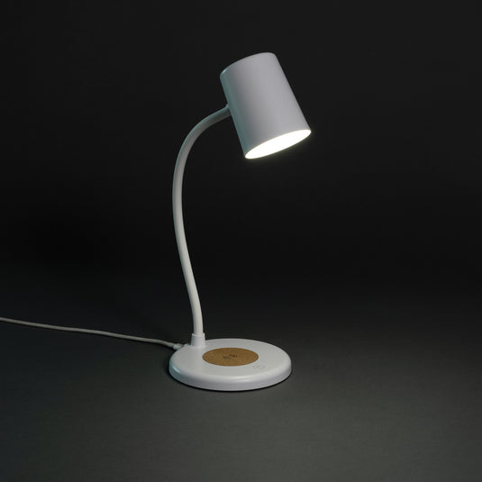 Zenara RCS recycled plastic and cork 15W wireless desk lamp - Custom Wood Designs