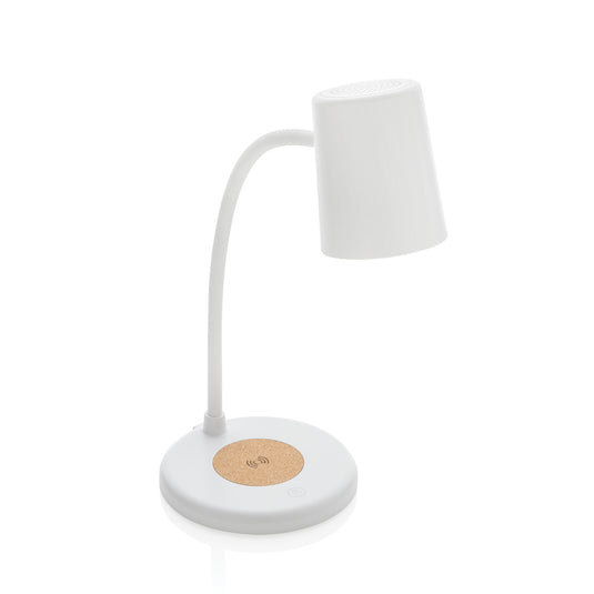 Zenara RCS recycled plastic and cork 15W wireless desk lamp - Custom Wood Designs