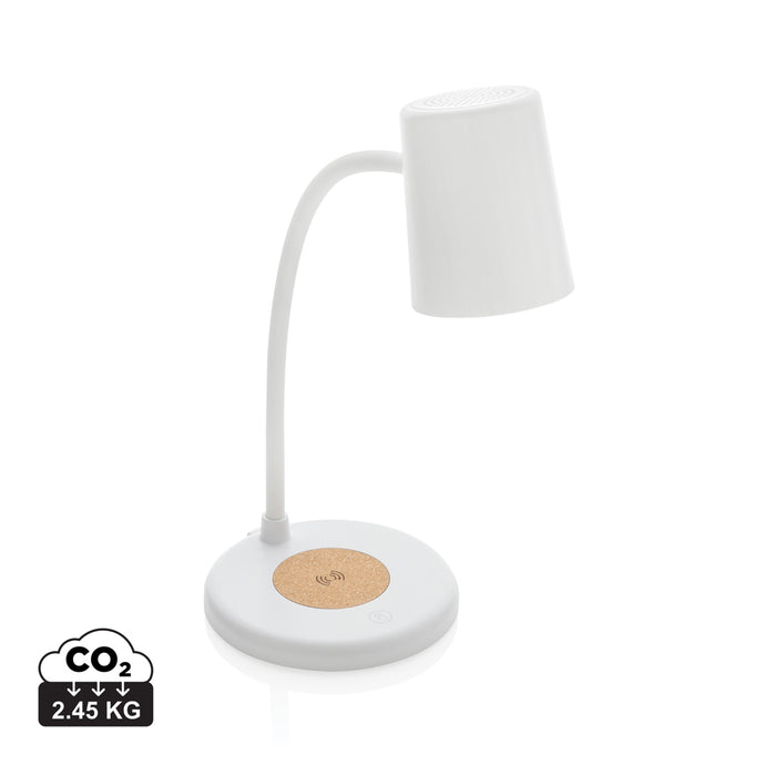 Zenara RCS recycled plastic and cork 15W wireless desk lamp - Custom Wood Designs