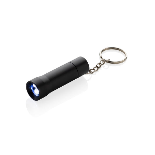 XD Collection Flash RCS recycled aluminium keychain torch, compact tools and torch with keyring attachment, durable and eco-friendly.