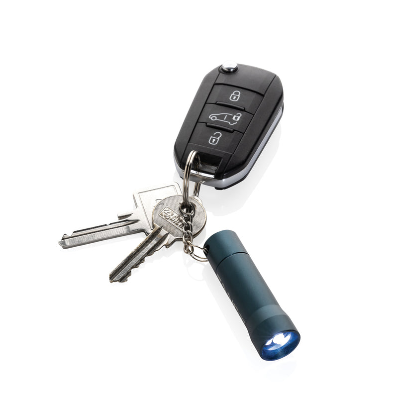 Load image into Gallery viewer, XD Collection recycled aluminium keychain torch, compact tools and torch with keyring for outdoor and everyday use
