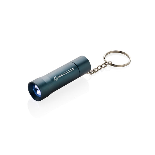 XD Collection Flash RCS recycled aluminium keychain torch, compact tools and torch with keyring attachment and bright LED light.