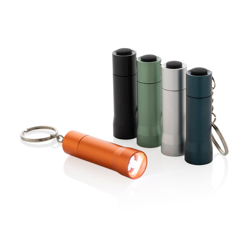 Load image into Gallery viewer, XD Collection Flash RCS recycled aluminium keychain torch, compact tool with built-in LED light and keyring attachment.
