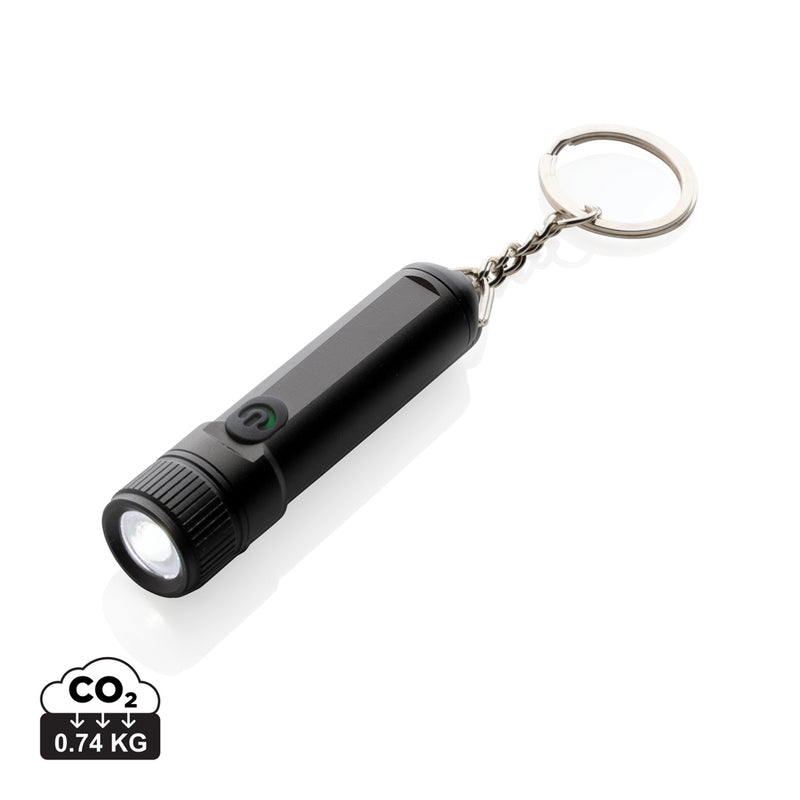 Load image into Gallery viewer, Gear X rechargeable ultra-bright keychain torch with compact design, black body, and LED light for portable illumination.
