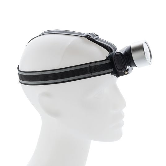 XD Collection Everest headlight for tools and torches, bright LED light with adjustable settings, shown on a workbench.
